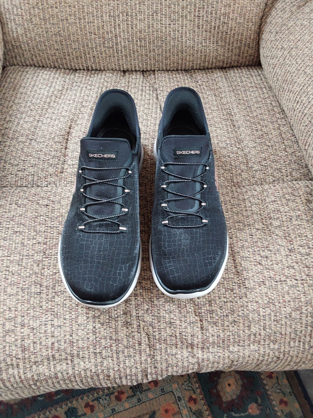 Skechers Womens Black Slip-On Casual Sneakers